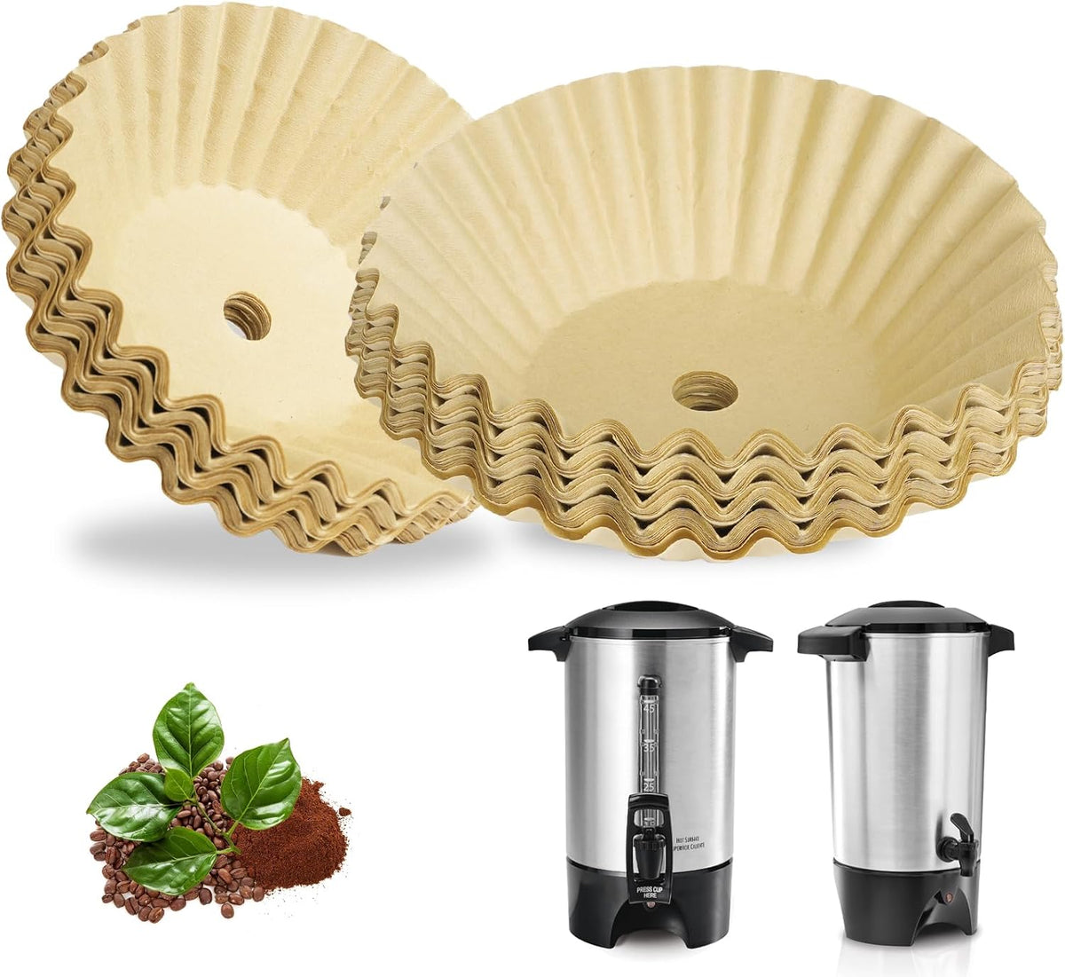150Pcs Unbleached Paper Coffee Filters for Hamilton Beach 45 Cup 40515G | Disposable Large Coffee Filters for Most 30-50 Cup Coffee Maker, Unbleached, Easy Cleanup, Fast Flow, Smooth Coffee Filters