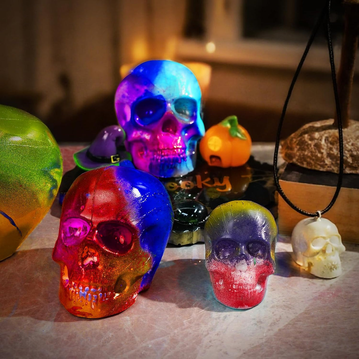 LET'S RESIN 3D Skull Resin Molds, 4 Size Silicone Mold Set for Epoxy Resin