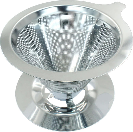 Waziaqoc Pour Over Coffee Dripper, Slow Drip Paperless Coffee Filter, Stainless Steel Pour Over Coffee Maker for 1-2 Cups