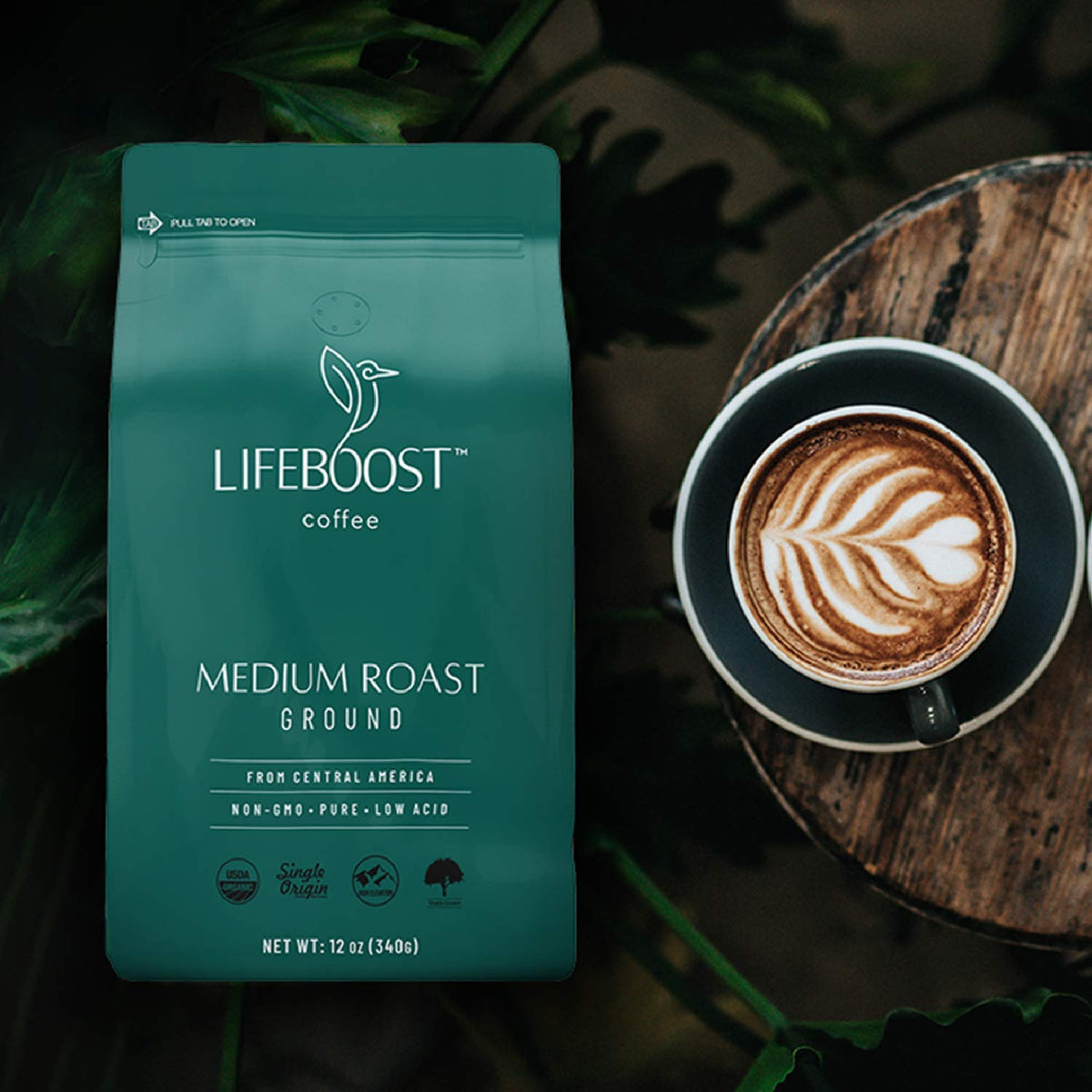 Lifeboost Coffee Ground Medium Roast Coffee - Low Acid Single Origin USDA Organic Coffee - Non-GMO Ground Coffee Third Party Tested For Mycotoxins &amp; Pesticides - 12 Ounces