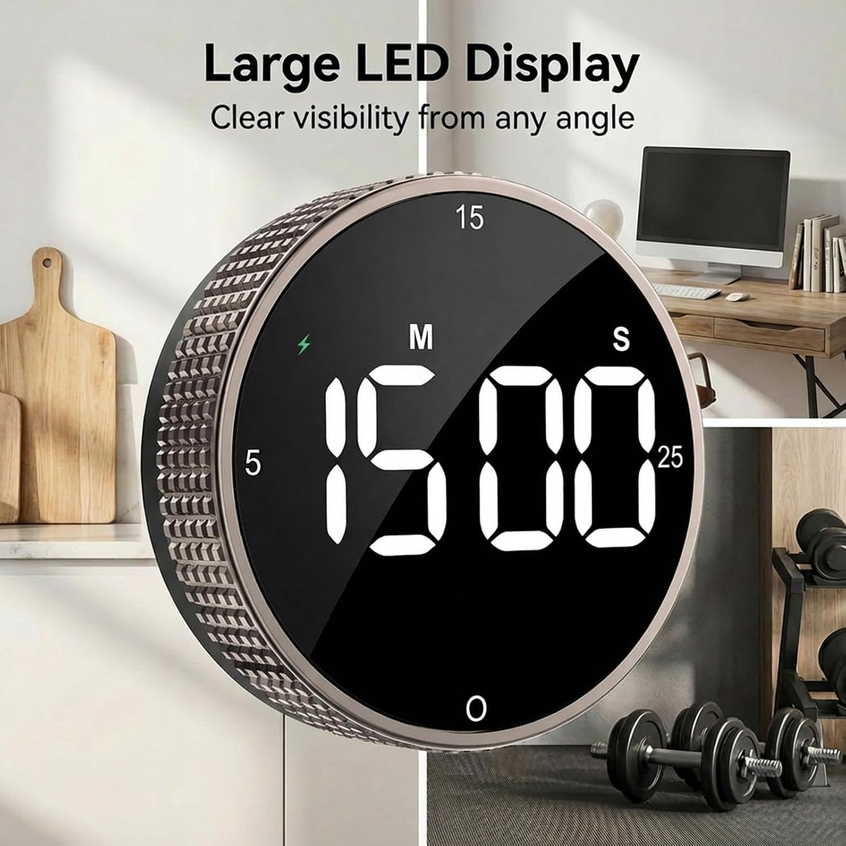 Rechargeable Magnetic Kitchen Timer with Rotary Dial