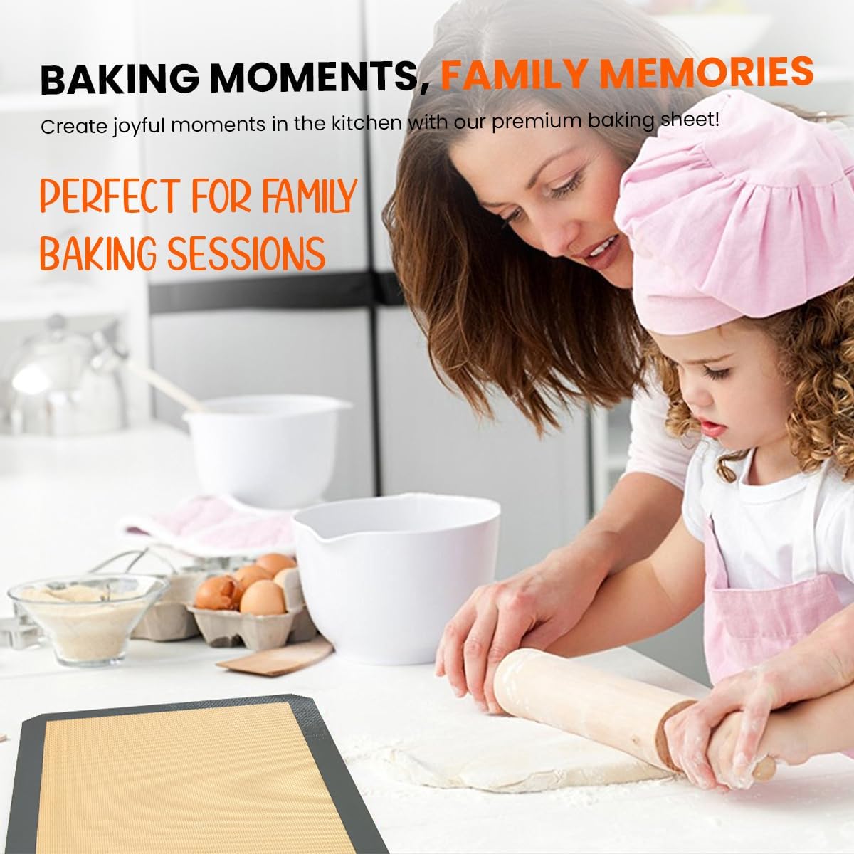 Silicone Baking Mat 2 Pack, Half Sheet 16.5 x 11.6, Non-Stick Liner for Oven | Reusable Baking Sheet Liner for Bread, Dough, Macaron, Cookie Cooking Liners For Kitchen Counter &amp; Bakery Supplies