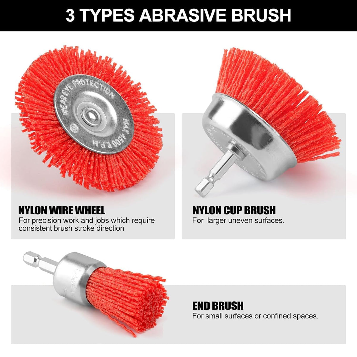POLIWELL 9 Pack Nylon Filament Abrasive Wire Sanding Brush Wheel