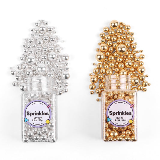 Pearl Sprinkles for Cake Decorating, Gold Pearl Sprinkles, Sliver Pearls Sprinkles, Sugar Pearls, Metallic Sprinkles Mix for
