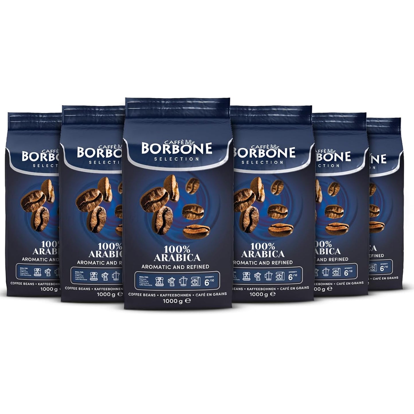 Caffè Borbone 100% Arabica Whole Bean Coffee, Arabica Coffee Beans, Medium Roast, 2.2 lb Bag (Pack of 6)