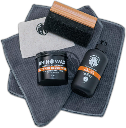 Butcher Block Maintenance Kit - Includes Cutting Board Oil, Wax (Large 8oz Size), Bench Scraper, Large Applicator, 2