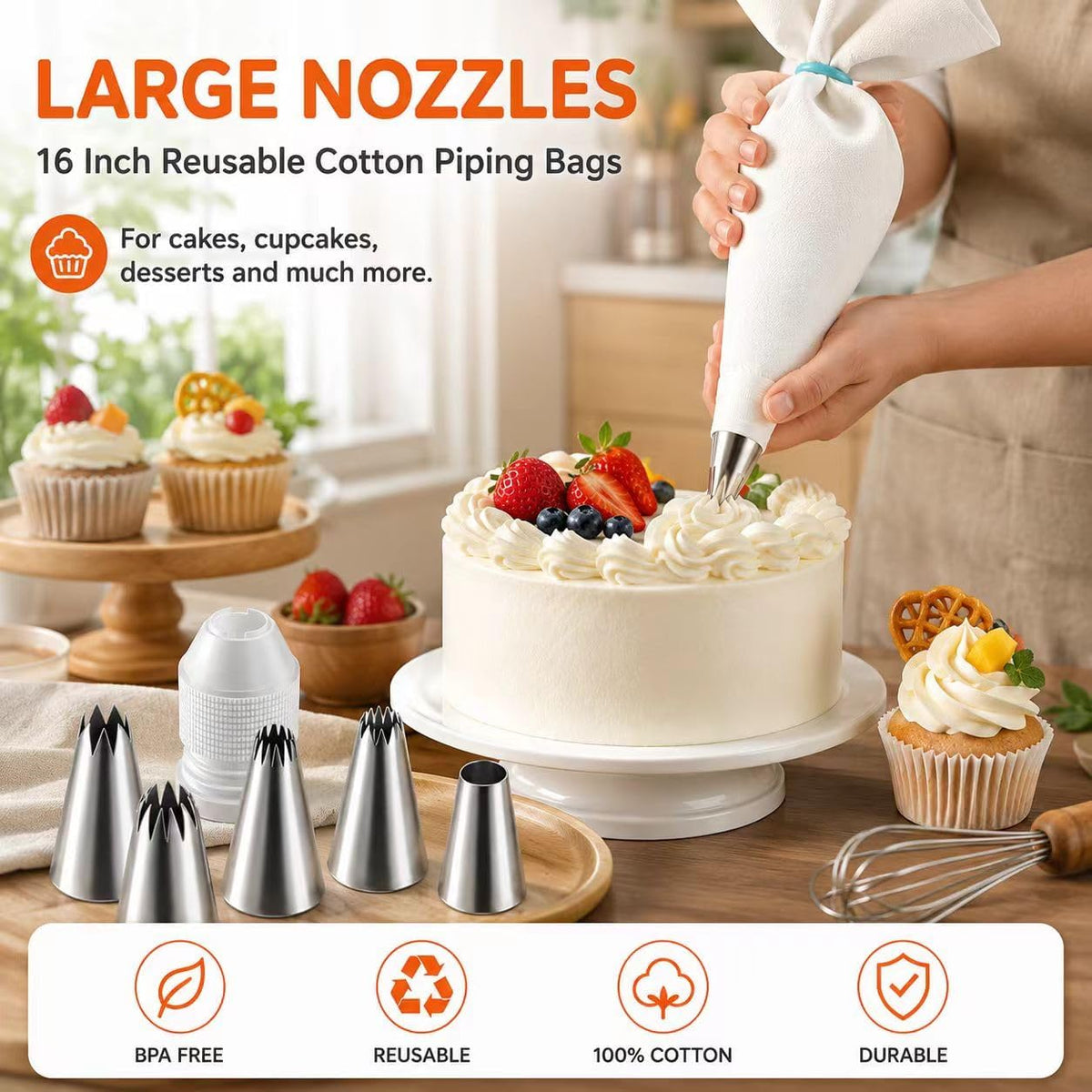 17 Pcs Large Piping Tips Set
