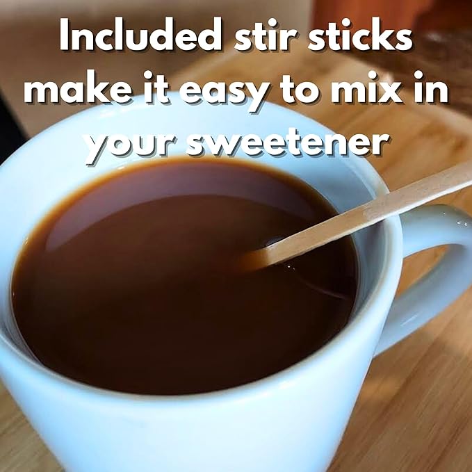 Sweetener Packets Variety Pack | 300 Assortment Count Combo Cane Sugar, Turbinado sugar, Aspartame, Zero-Calorie Sucralose, and Saccharin and Individually Wrapped Coffee Stirrers | 50 packets each – Packaged by CMC Products