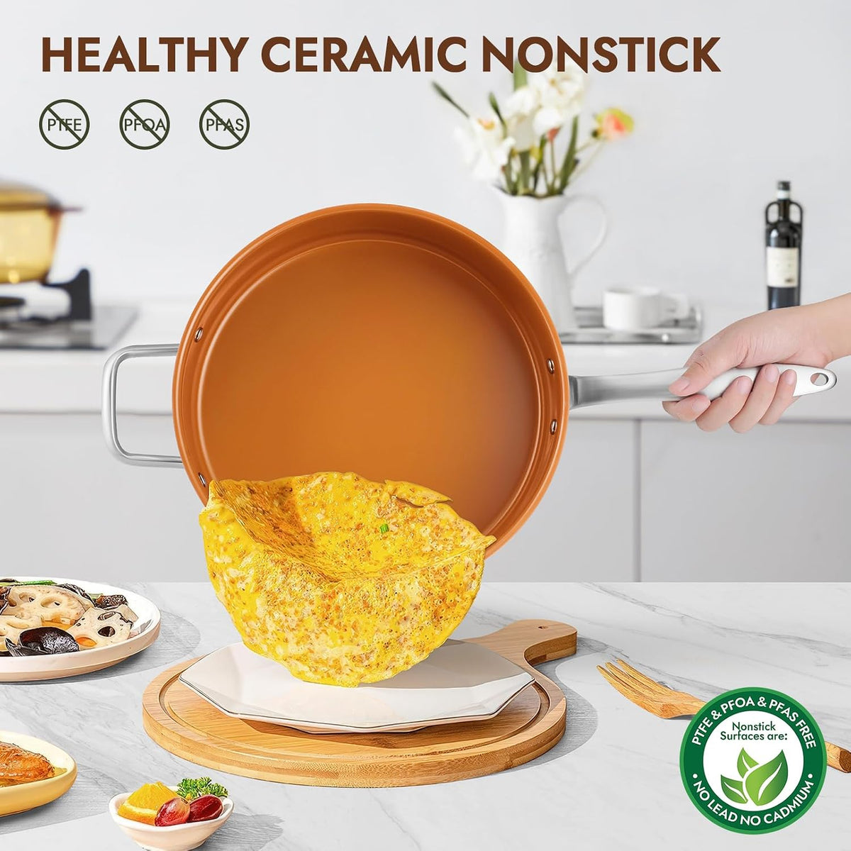 duxtop pro Ceramic Nonstick Saute Pan, 11.6 Inch Deep Frying Skillet