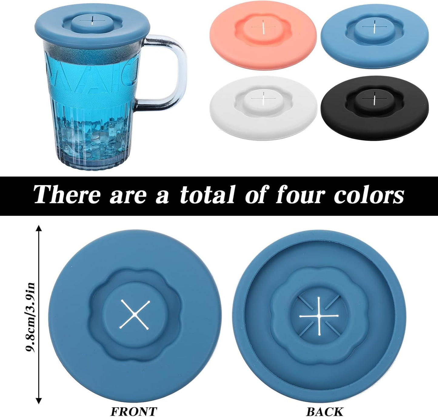 4PCS Silicone Lids Reusable Drink Covers for Alcohol Protection Cup Covers,Food Grade Anti-Dust Airtight Seal Lids with Straw Hole for Most Drinking Cups Glasse Coffee Tea Mugs