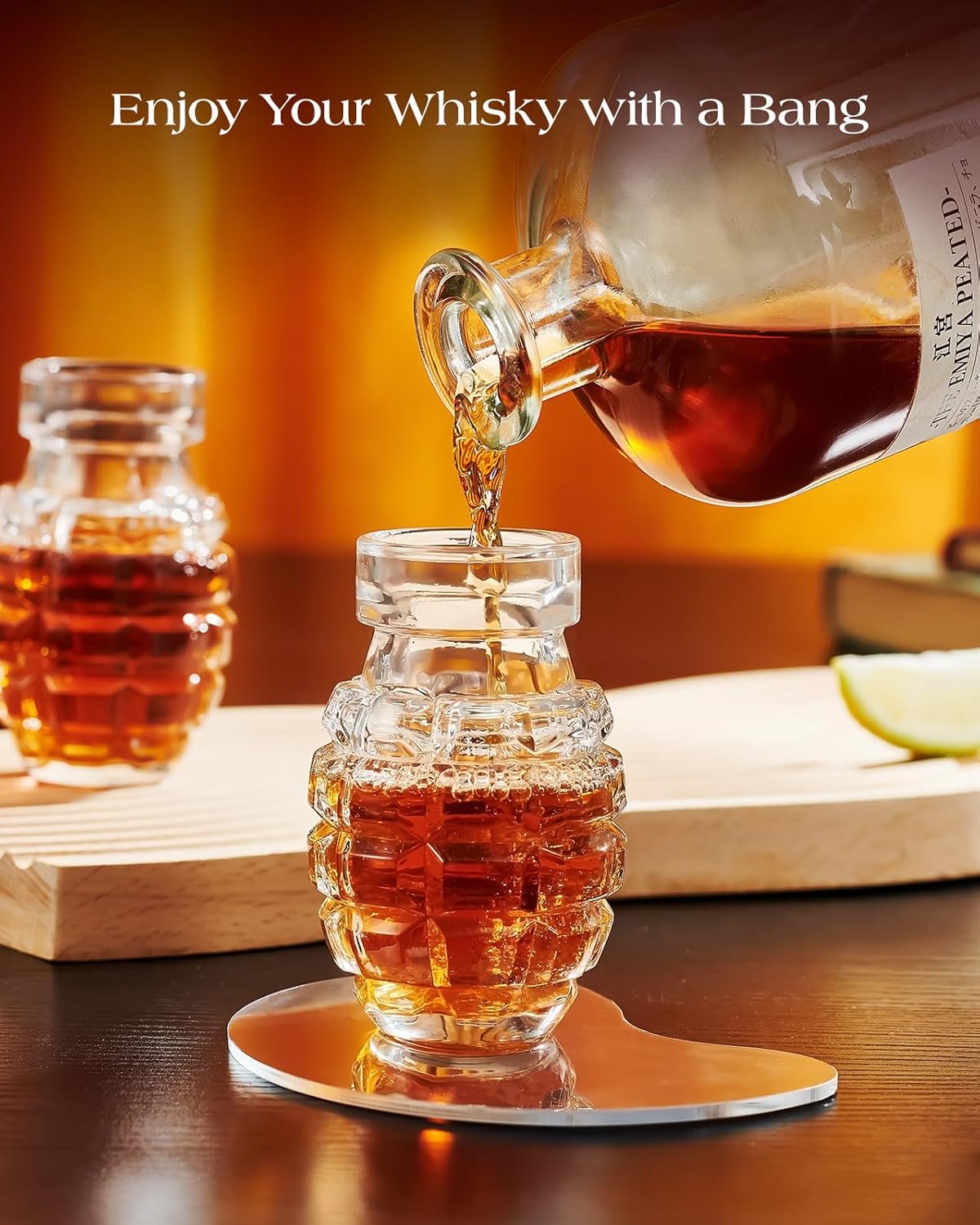Kollea 8 x Grenade Shot Glass Set for Father's Day, Cool Shot Cups with Heavy Base, Birthday Gifts for Men Him Brother, For Whiskey, Tequila, Vodka, Liquor, Military Fans, Cool Men Cave Decor, Tumbler