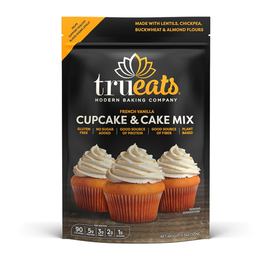 TruEats Cupcake & Cake Mix - French Vanilla: Low Glycemic, Protein & Fiber Rich, Gluten & Grain Free, Diabetic Friendly,