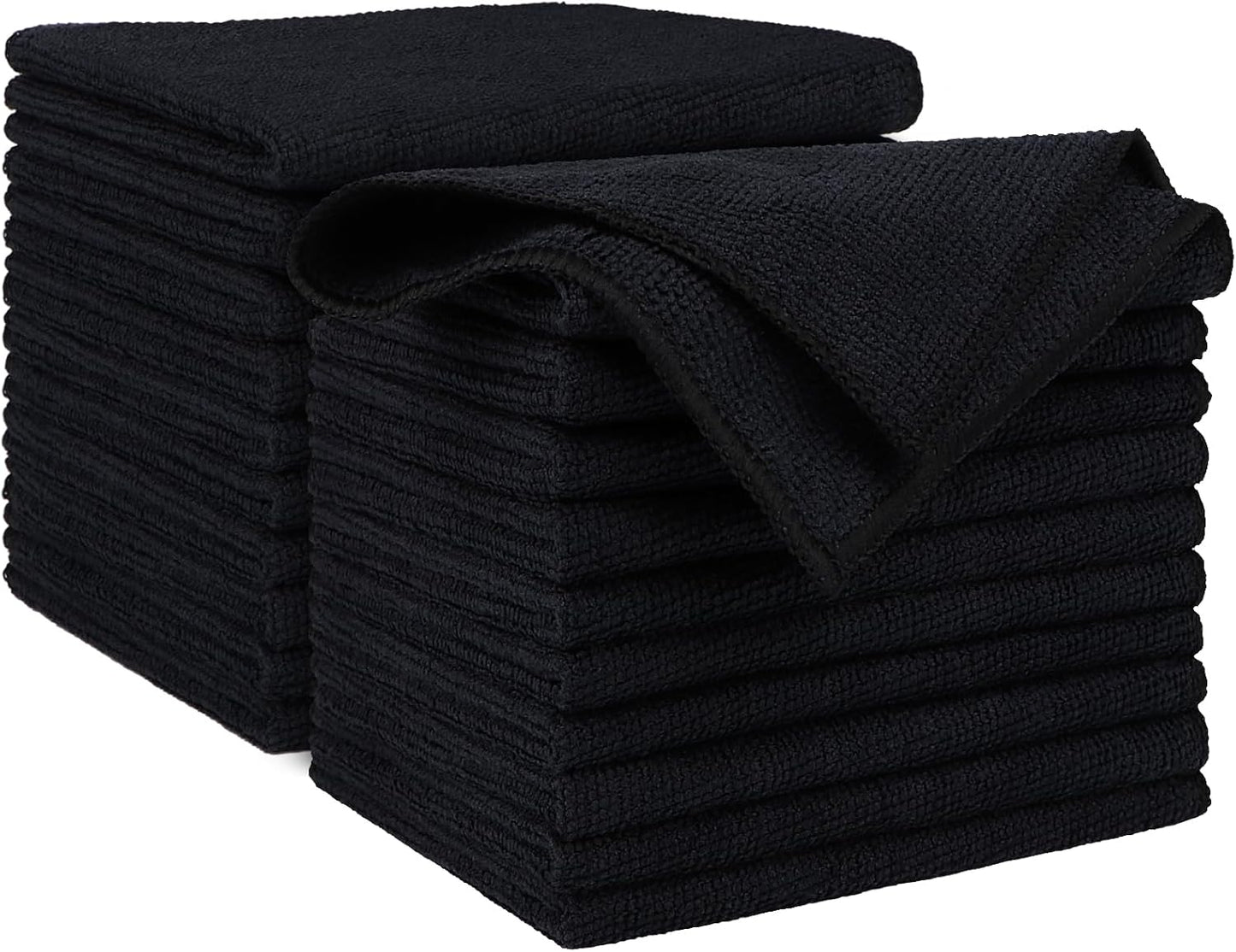 AIDEA Microfiber Cleaning Cloth Black 20PK, Microfiber Towels for Cars, Premium Car Cloth, Dusting C
