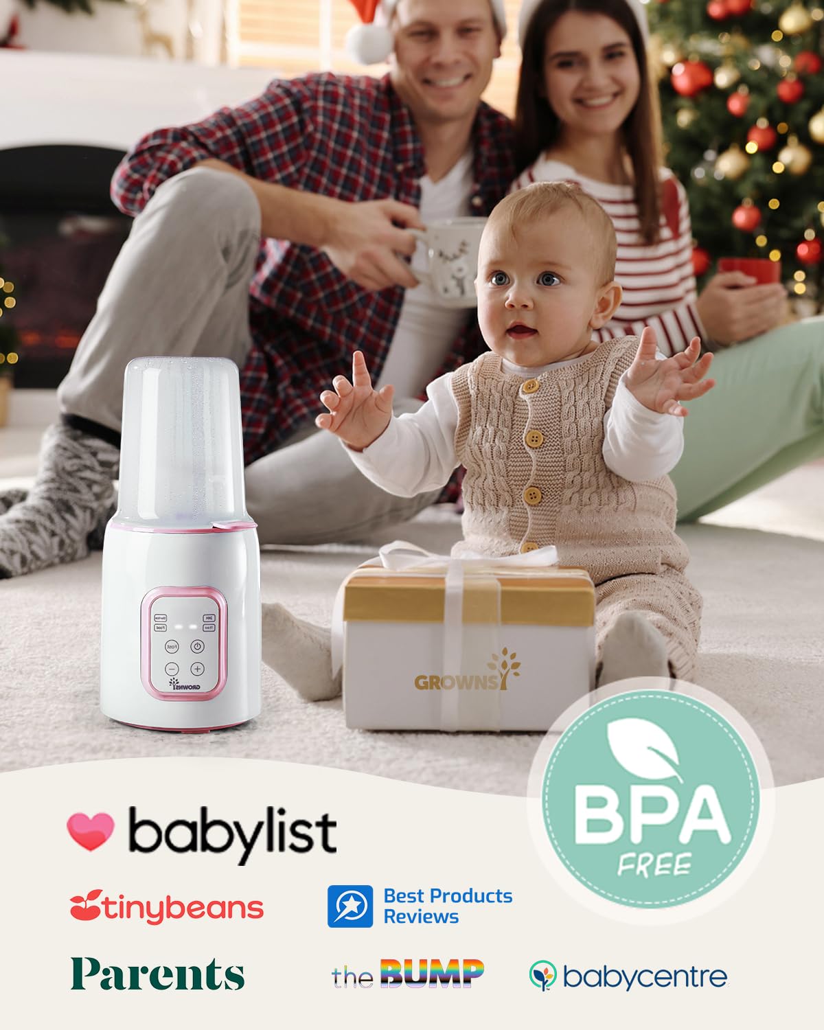 GROWNSY Bottle Warmer, Fast Baby Bottle Warmer for All Bottles, Milk Warmer for Breastmilk or Formula, Smart Temperature Control and Automatic Shut-Off- Pink