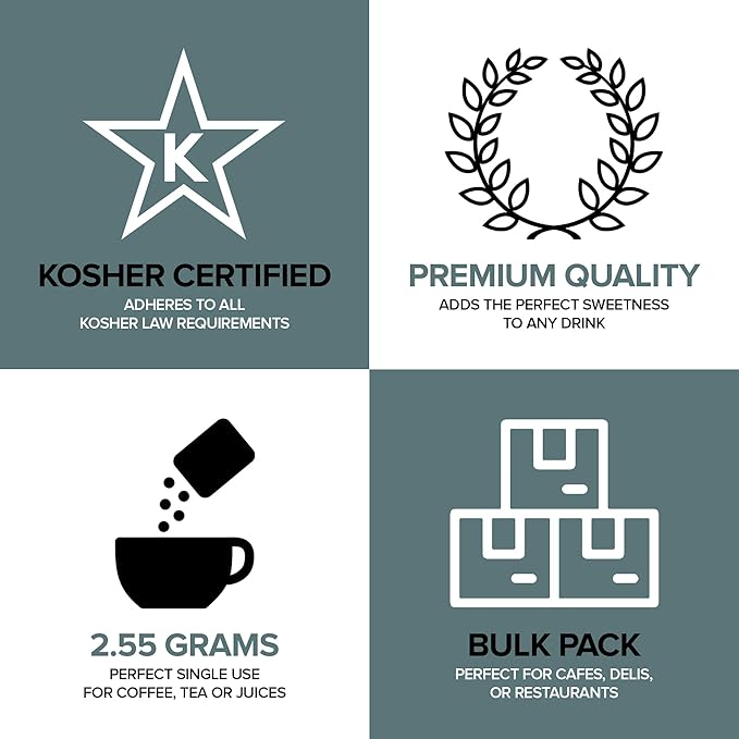 Bulk White Sugar Packets 2000 Count Individual Portion Packs for Hot Drinks Great for Restaurants Offices Schools and Home Use