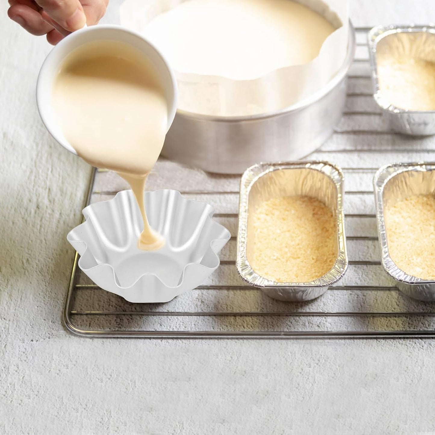 Kichvoe 6Pcs Tart Molds, Aluminum Mini Flan Molds 2.75x3x1.18inch | Detachable &amp; Heat-Resistant, Non-Stick Tart Shells Mini for Bakers, Moms &amp; Dessert Lovers, Easy to Clean &amp; reusable