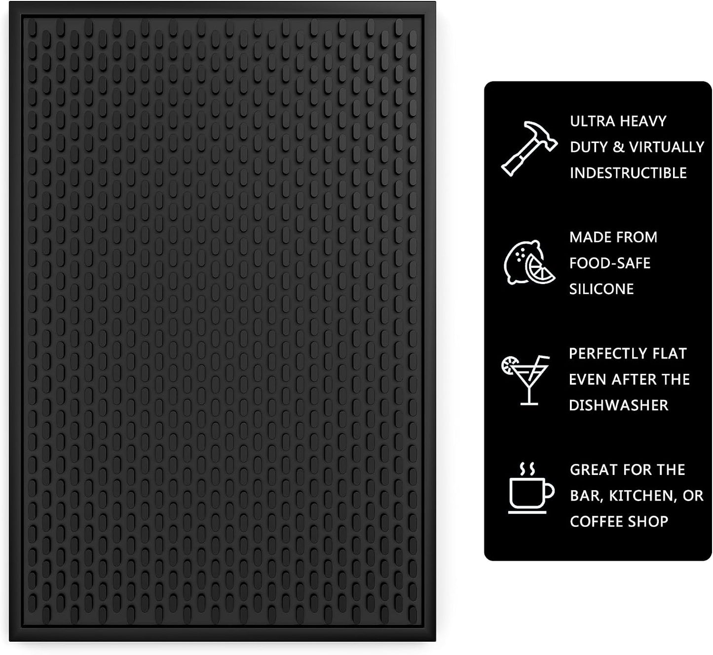 AXIESO Silicone Bar Mat 2 Pack - 18 x 12 in Coffee Bar Mats for Countertop