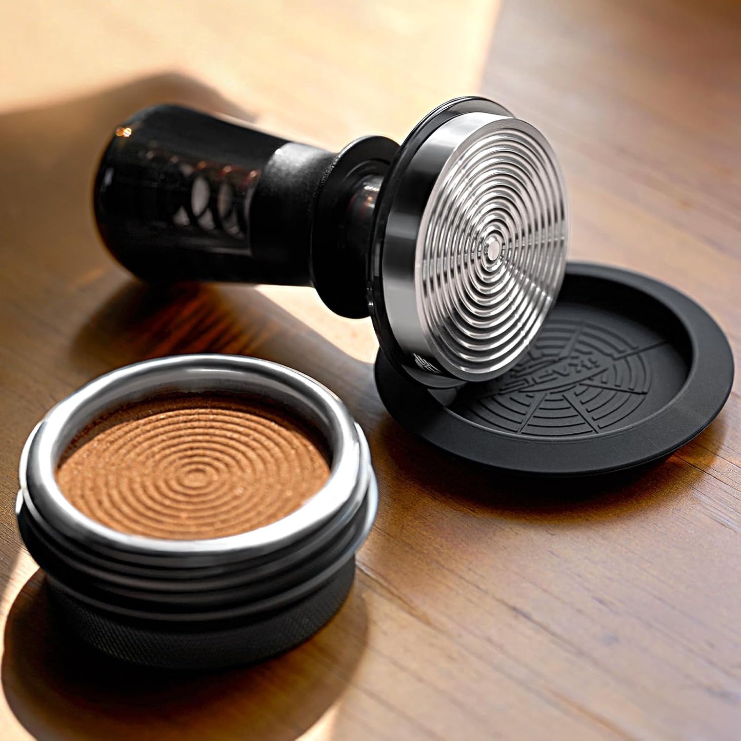 IKAPE 58.35mm Semi-Transparent Espresso Coffee Tamper, Premium Barista Coffee Tamper with Calibrated Spring Loaded, Threaded Stainless Steel Base Tamper for Espresso Machine(New Upgrade)