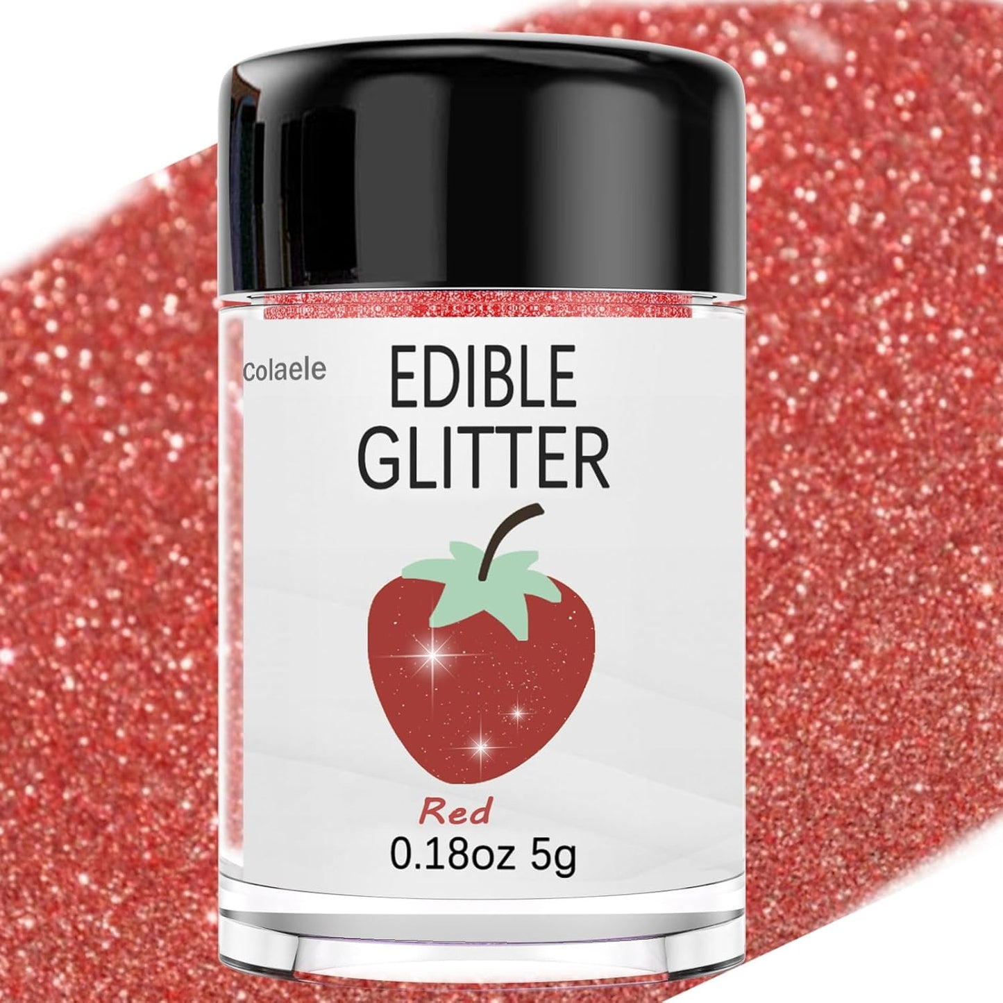 Red Edible Glitter Glimmer Powder for Cakes Drinks - Colaele 5 grams Food Grade Luster Dust Metallic