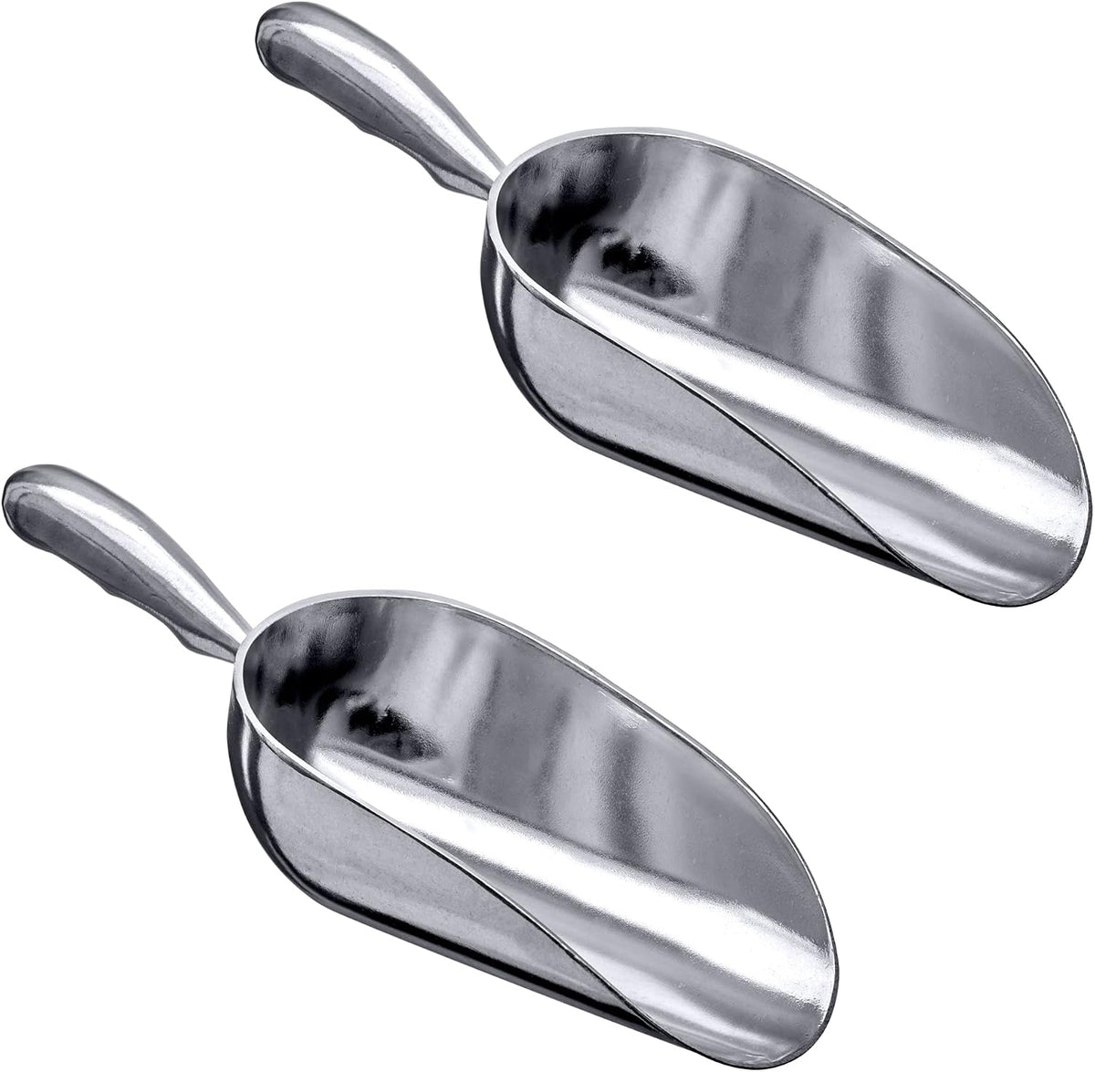 Amazing Abby - Elsa - 12-Ounce Aluminum Ice Scoops (Set of 2), Cast Aluminum Utility Scoops, Food-Grade, Good for Home and Commercial Use, NOT Dishwasher-Safe, Hand-Wash Recommended