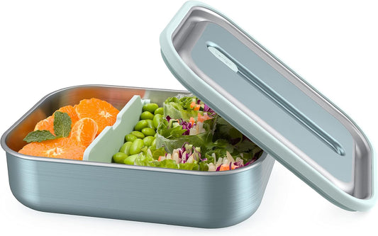 Bentgo MicroSteel Leak-Proof Lunch Box - Microwave-Safe, Oven-Safe, Bento-Style Container with Removable Divider, Airtight