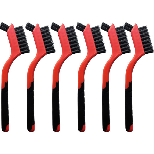 6-Pack Nylon Cleaning Brushes - Non-Scratch Nylon Bristles for Delicate Surfaces & Daily Cleaning | Ergonomic Grip with Mini