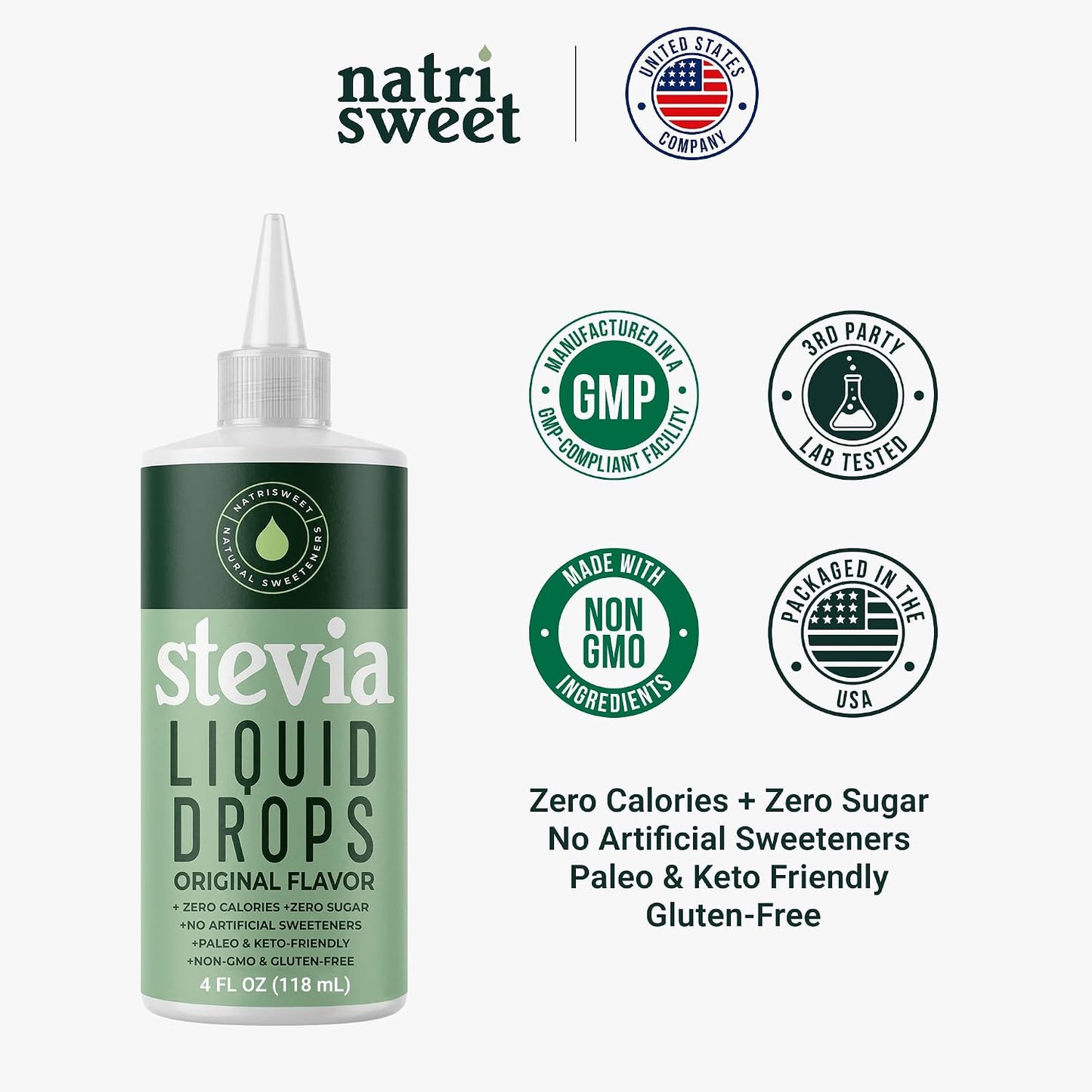 Liquid Stevia Drops, Stevia Extract Liquid Sweetener for Coffee, Tea, Beverages &amp; Recipes, Plant-Based, Non-GMO, Keto Friendly, 4 fl oz (118 mL), 1,684 Servings