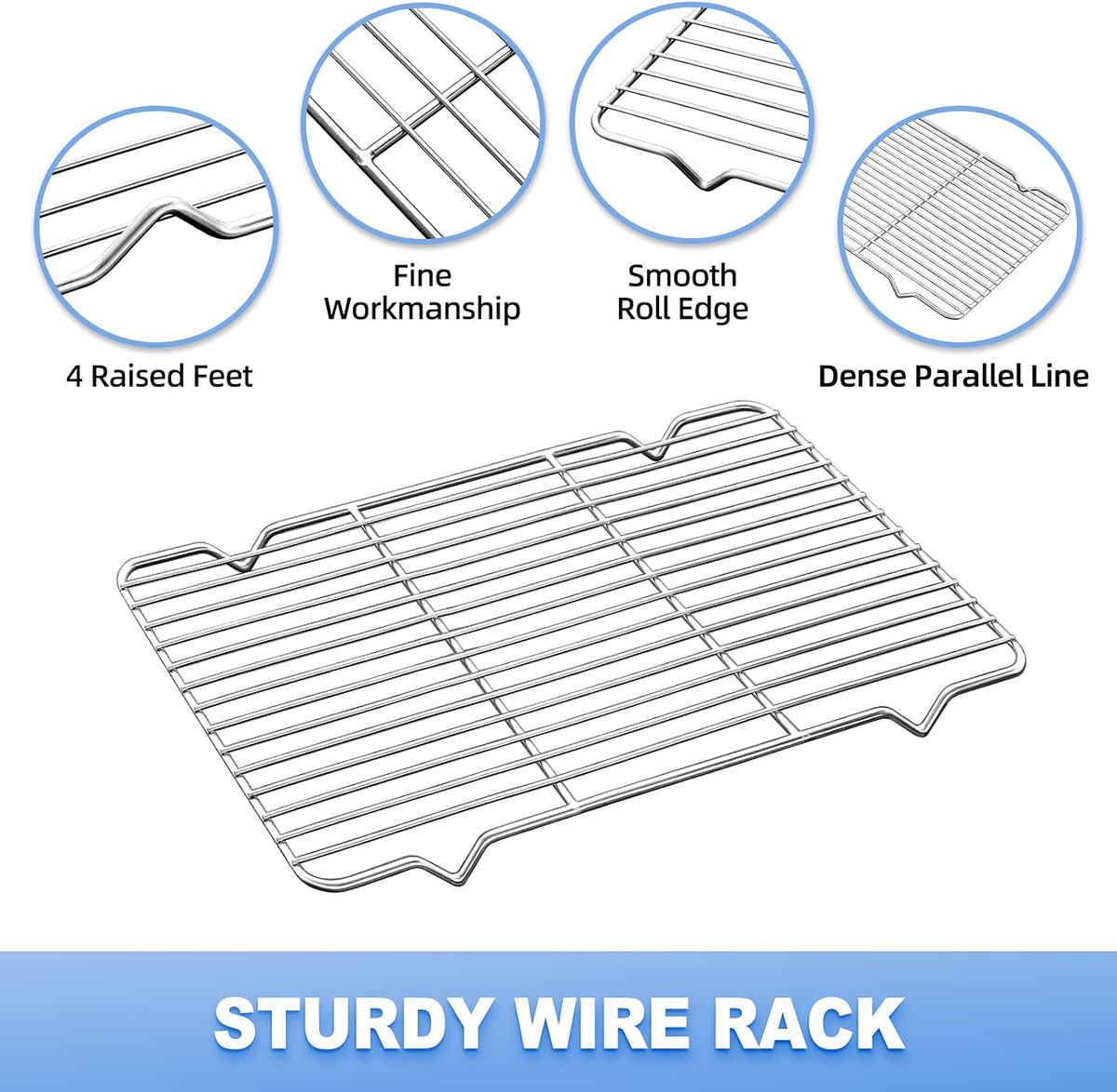 Baking Sheet with Cooling Rack (1 Cookie Sheet + 1 Baking Rack), Stainless Steel Small Baking Sheet Pan with Wire Rack, Toaster Oven Pans Size 10.4 x 8 x 1 Inch, Non-toxic &amp; Heavy Duty &amp; Non-stick