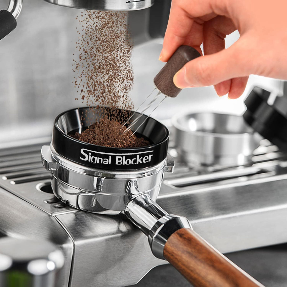51mm Espresso Dosing Funnel: 51mm Portafilter Funnel Magnetic Coffee Dosing Ring Aluminium Metal | Espresso Machine Accessories Bundle Including Espresso WDT Tool