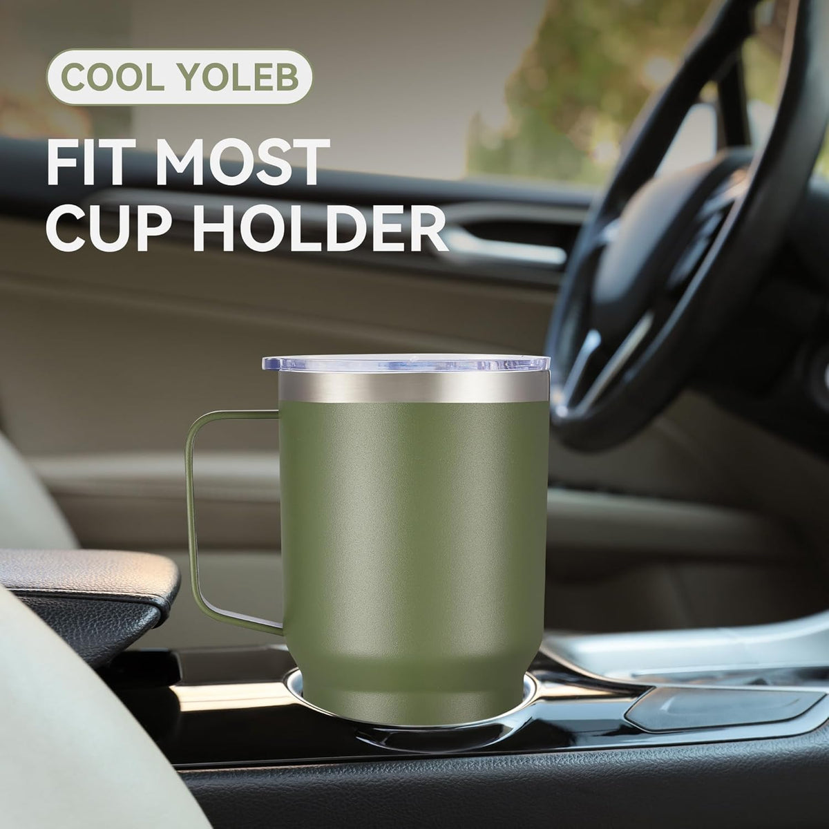 30 oz Stainless Steel Tumblers Bulk with Handle and Lid, 4 Pack | Powder Coated, Double Wall Vacuum Insulated, Leak Proof Lid, Keep Drinks Cold and Hot, for office, party, camping,Army Green