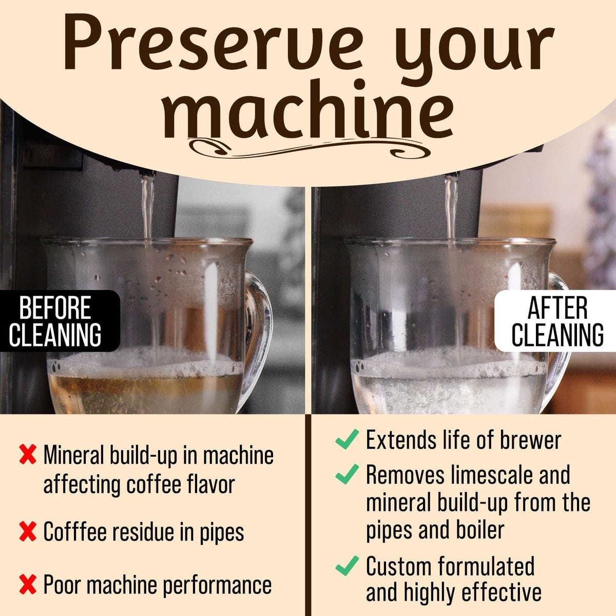 IMPRESA Coffee Machine Descaler - Machine-Safe Formula &amp; Descaling Solution - Universal Descaler for Coffee Maker Compatible with Keurig, Nespresso, Breville &amp; More - 3 Pack, 6 Uses, Made in USA