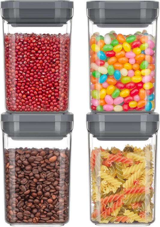 MR.SIGA 4 Pack Airtight Food Storage Container Set, BPA Free Kitchen Pantry Organization Canisters with One-handed Leak