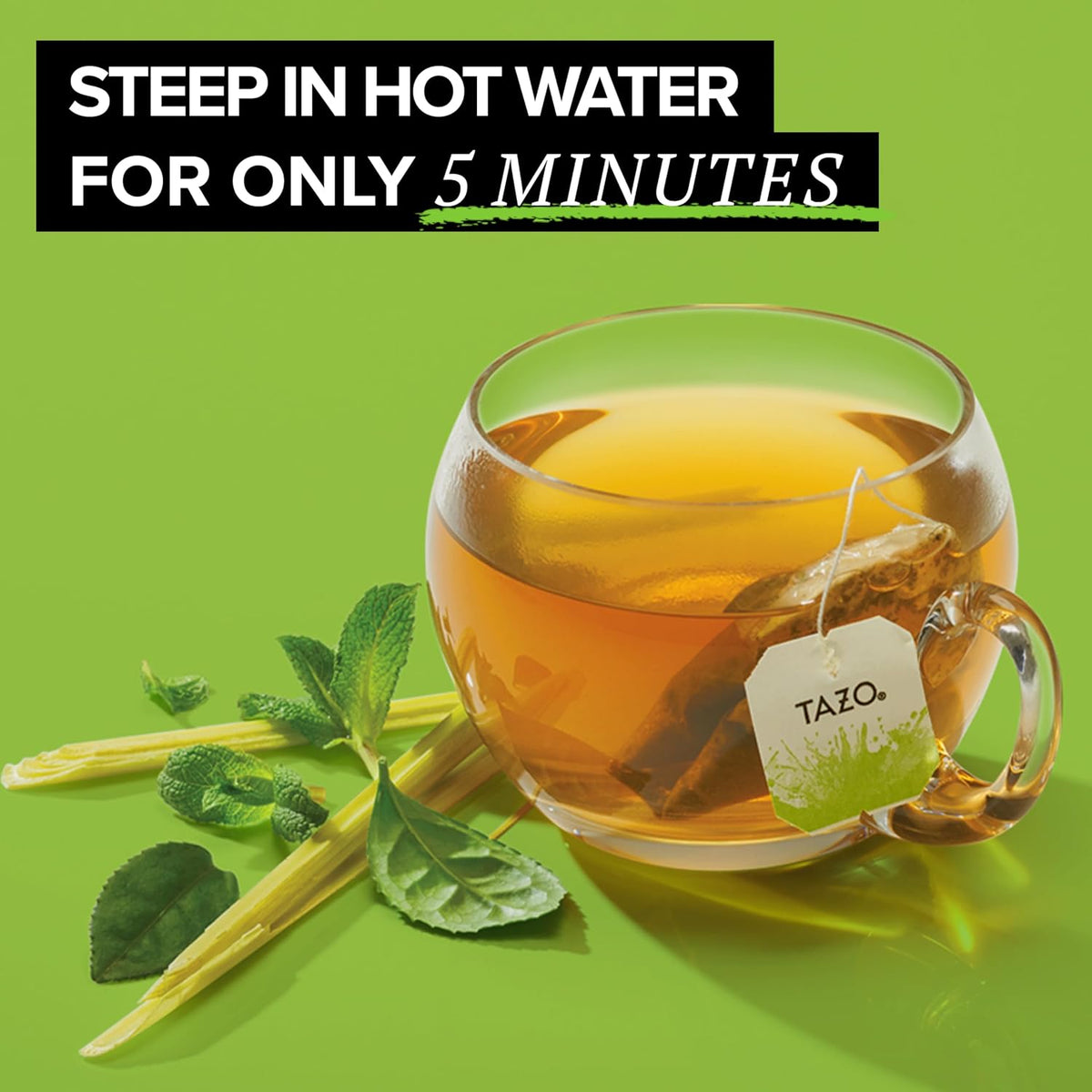 TAZO Organic Zen Green Tea, Caffeinated Tea with Refreshing Lemongrass &amp; Spearmint, 16 Total Bags