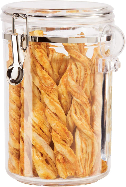 OGGI Clear Canister Airtight 61oz - Clamp Lid & Spoon - Airtight Food Storage Containers, Ideal for Kitchen & Pantry Storage