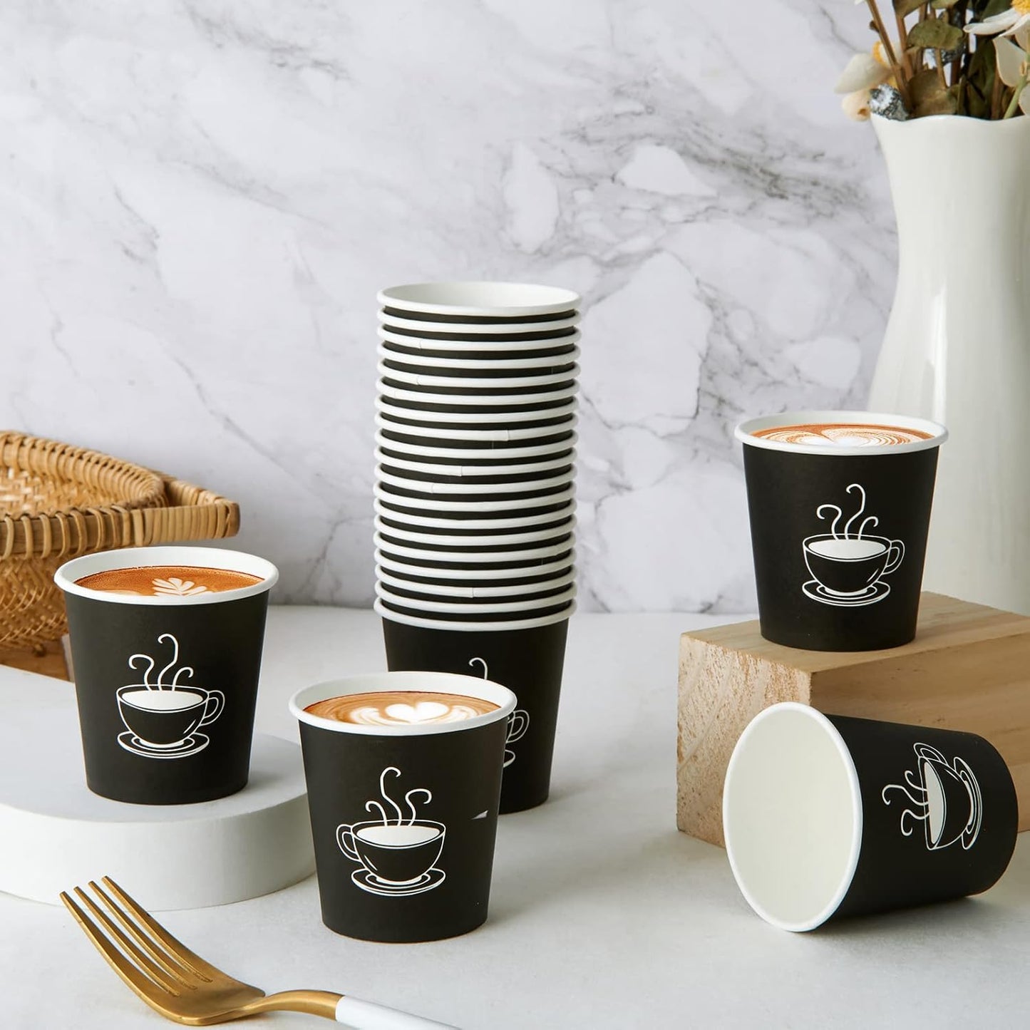 600 Pack 4 oz Paper Cups, Small Disposable Coffee Cups, Paper Espresso Cups, Hot/Cold Drinking Cups for Party, Picnic, Travel and Events