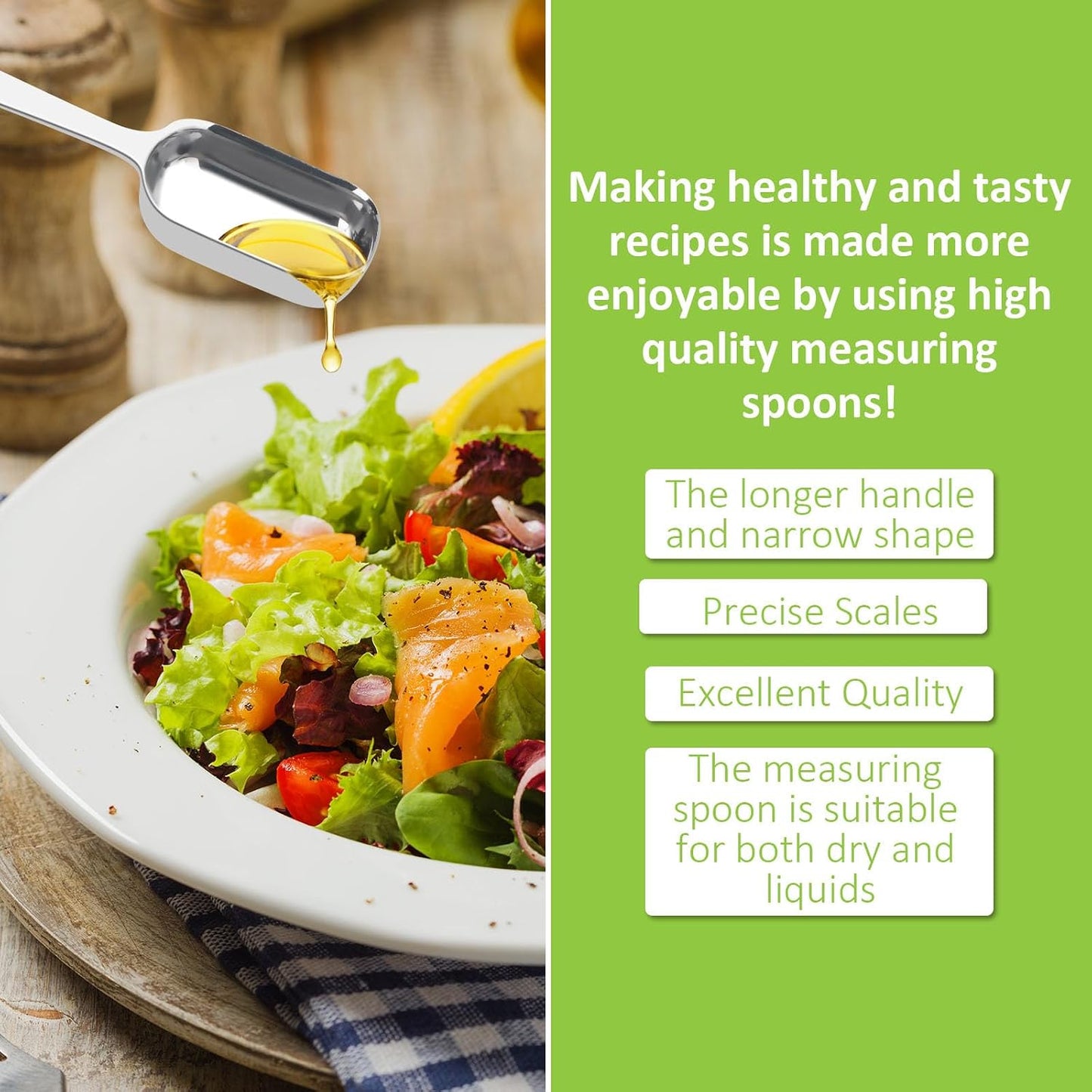 2 Pcs 1 Teaspoon(5 mL | 1 Tsp | 1/3 Tbsp | 5 cc | 1/6 oz) Stainless Steel Single Measuring Spoon, Long Handle Metal Measuring Spoon, Kitchen Gadgets for Cooking &amp; Baking