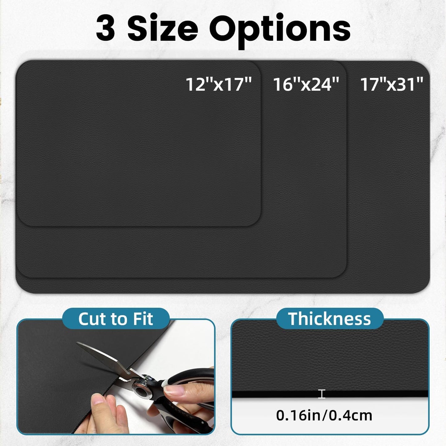 PoYang 17x12 Inch Coffee Mat, Small Dish Drying Mat, Black | Quickly Absorbs Spills, Stain-Hiding, Non-Slip &amp; Heat-Resistant Mat for Coffee Maker, Espresso Machine &amp; Kitchen Countertop