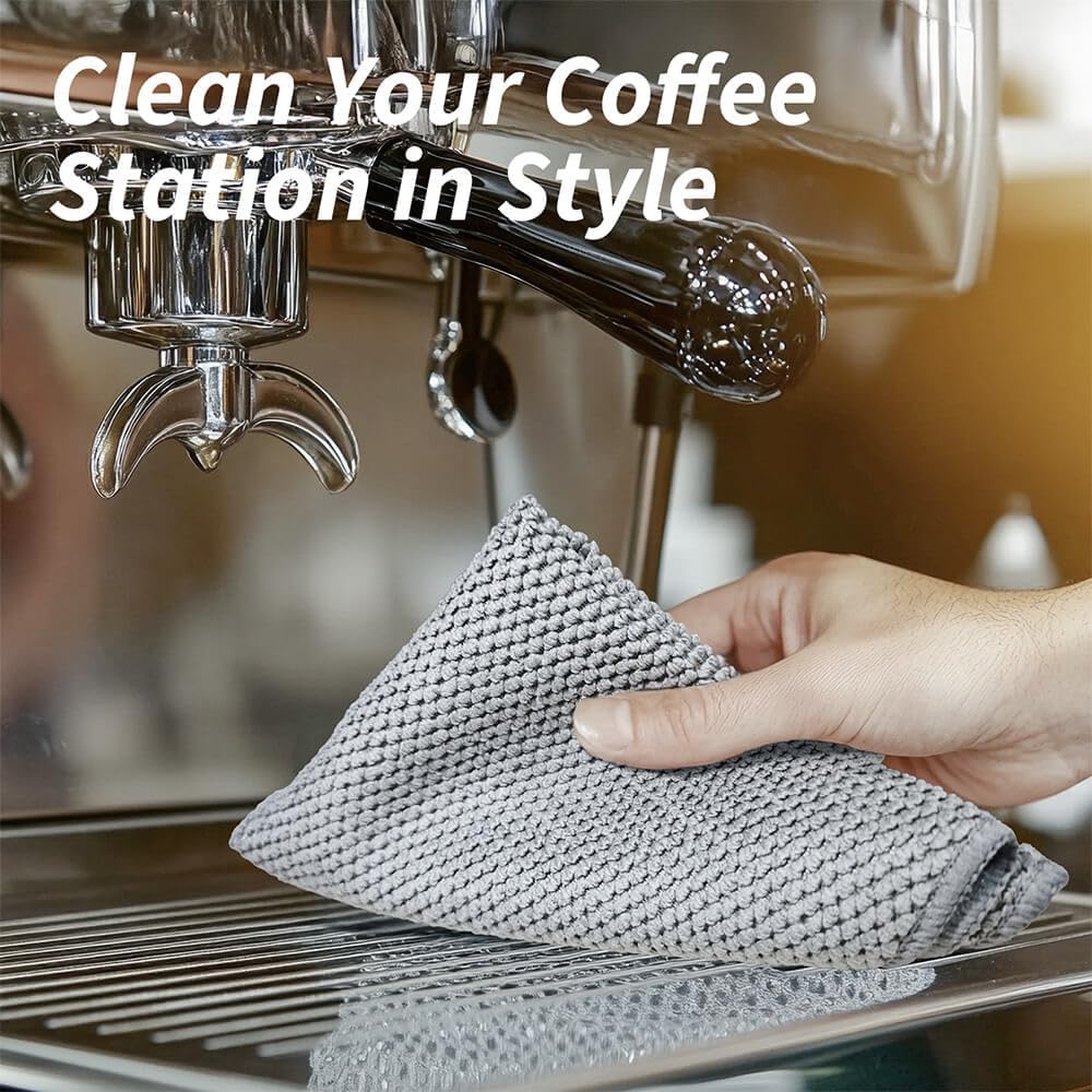 Barista Microfiber Towels 6-Pack, Coffee Cloths 12"x12" | Espresso Accessories Cleaning Towel for Steam Wands &amp; Countertops, Essential Coffee Bar Accessories