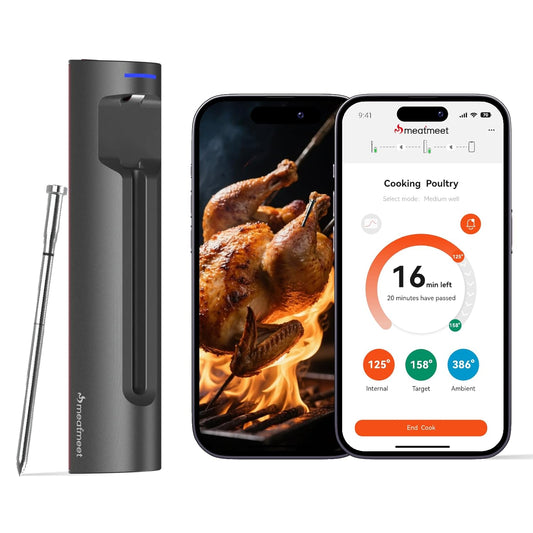 S Pro Bluetooth Wireless Meat Thermometer, 1080°F Heat, 6 Sensors, Enhanced Signal Base, EasySmart App, IP69 Waterproof,