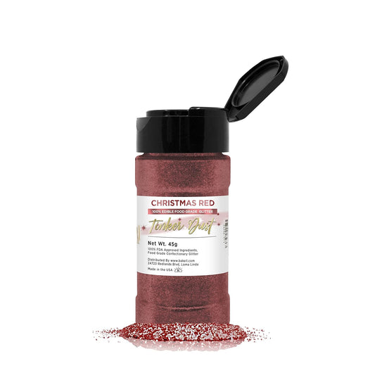 BAKELL Christmas Red Edible Glitter, 45 Grams | TINKER DUST Edible Glitter | KOSHER Certified | 100% Edible Glitter | Cakes,