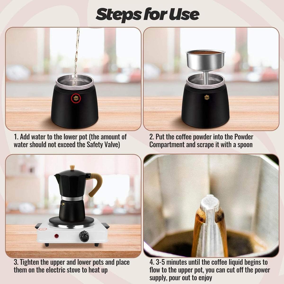 6 Cup Aluminum Moka Pot Classic Stovetop Espresso Coffee Maker