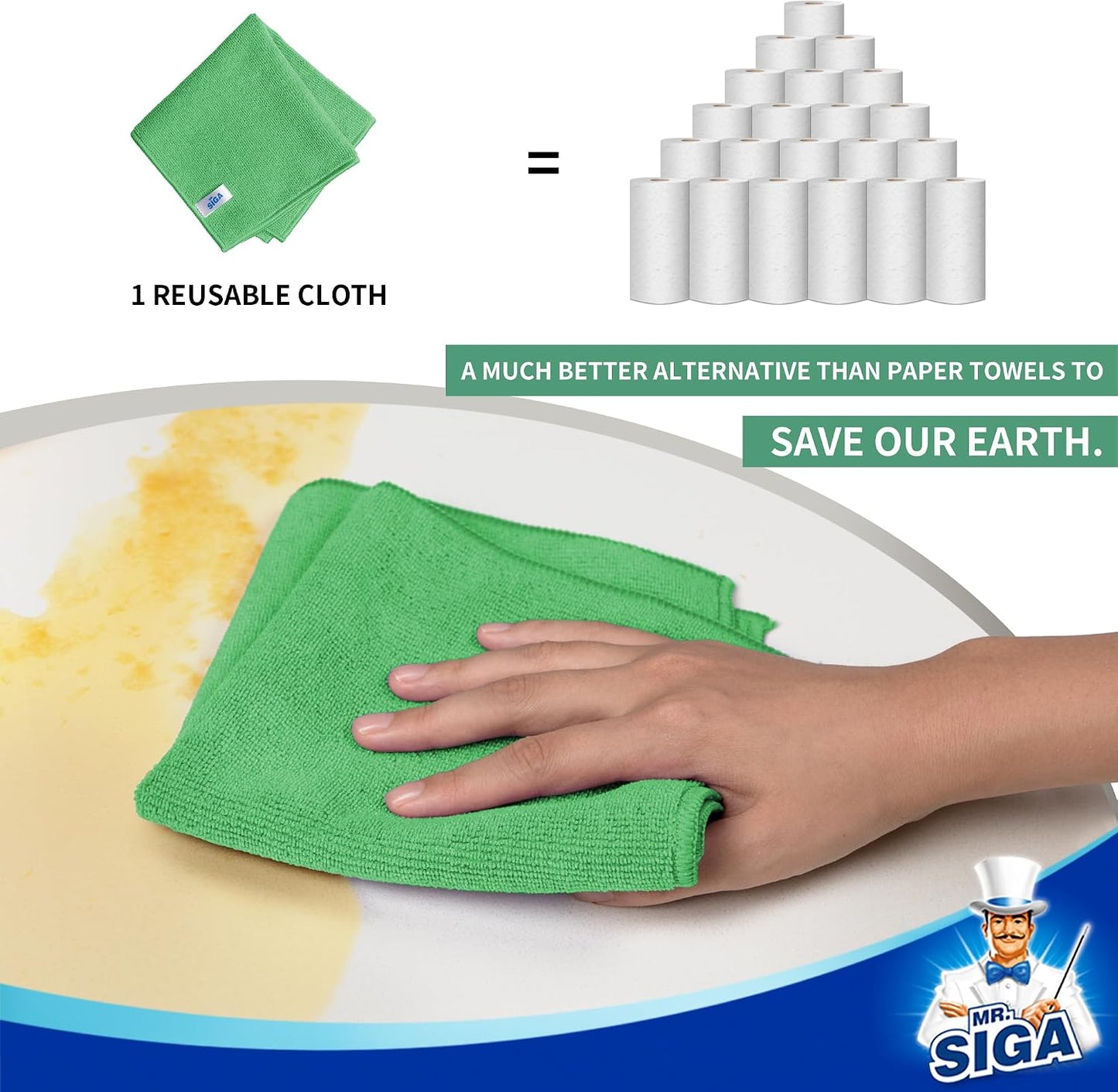 MR.SIGA Microfiber Cleaning Cloths, Streak Free Microfiber Towels, 12 Pack