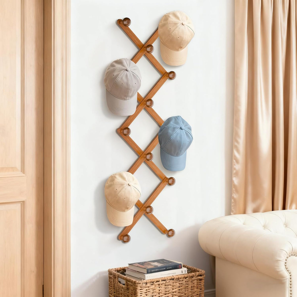 WGFKVAS Hat Rack for Wall with 14 Hooks, Solid Wooden