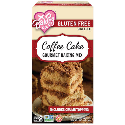 XO Baking Co. Gluten Free Coffee Cake Gourmet Baking Mix with Crumb Topping; Non-GMO; Kosher; Rice Free; Soy Free; Dairy