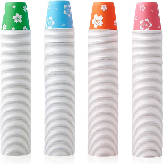 LITOPAK 400 Pack 3oz Disposable Bathroom Cups, Colorful Disposable Mouthwash Cups, Small Paper Cups for Parties, Picnics,