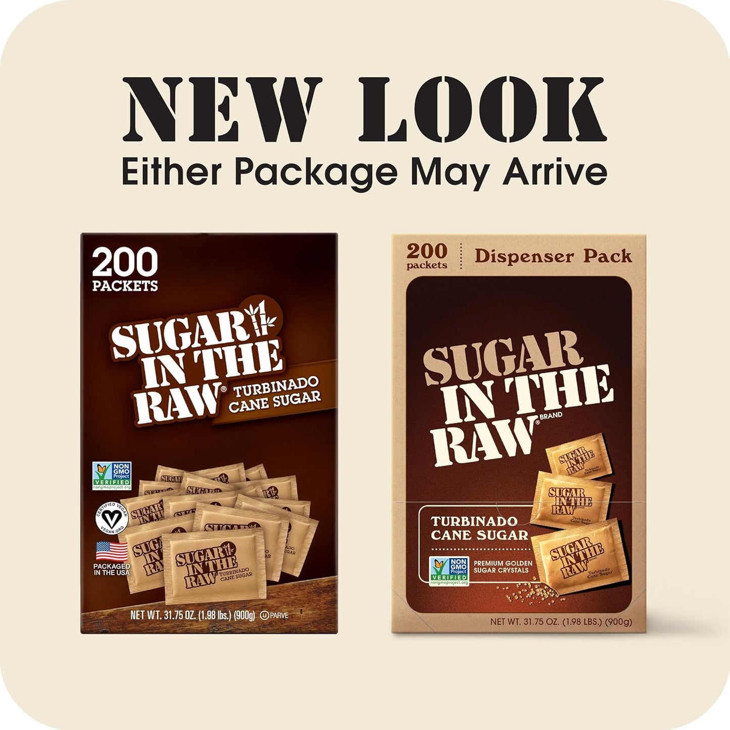 Sugar In The Raw, Turbinado Cane Sugar Packets, 200 Ct Box, 2 Pack