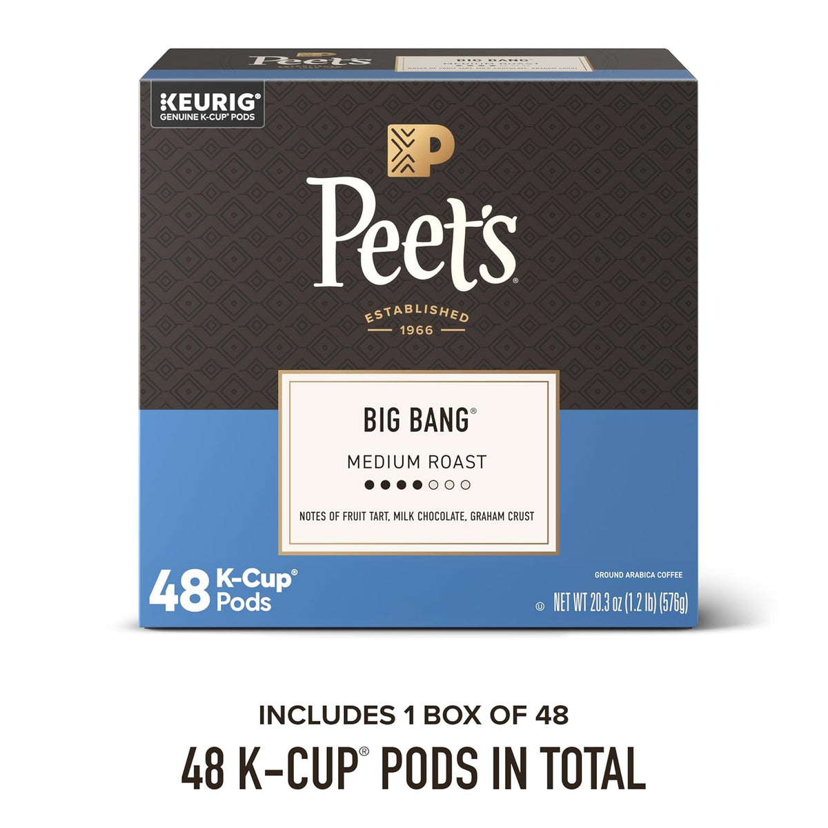 Peet's Coffee Coffee Pods, Medium Roast, Big Bang, 48 K Cups