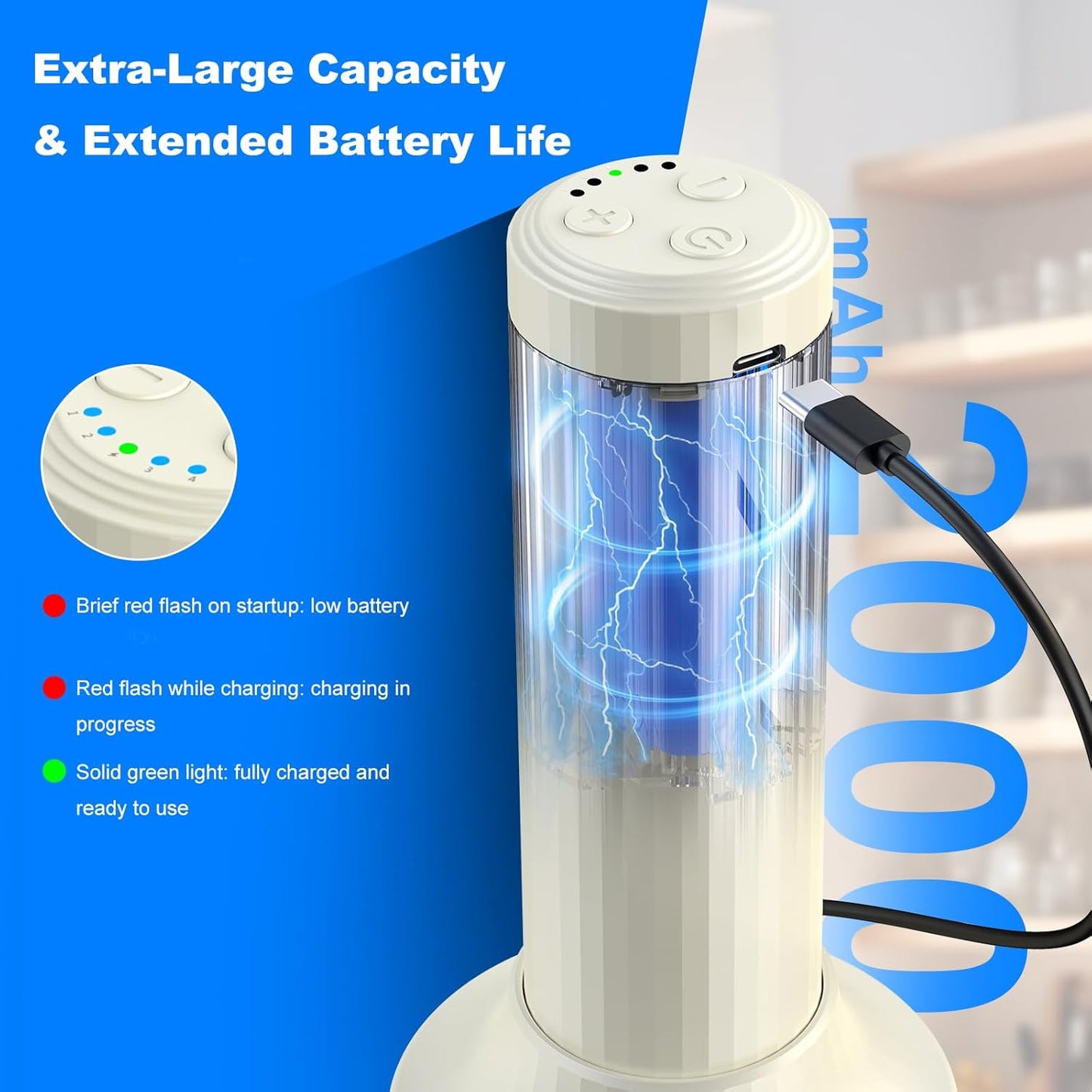 Cordless Hand Mixer MixgoII, Handheld Mixer Electric Whisk &amp; Milk Frother, Hand Held Mini Mixers, Rechargeable Hand Mixer and Whisker, Food Processor for Cooking, Food Chopper, 4-Speed, 10Oz