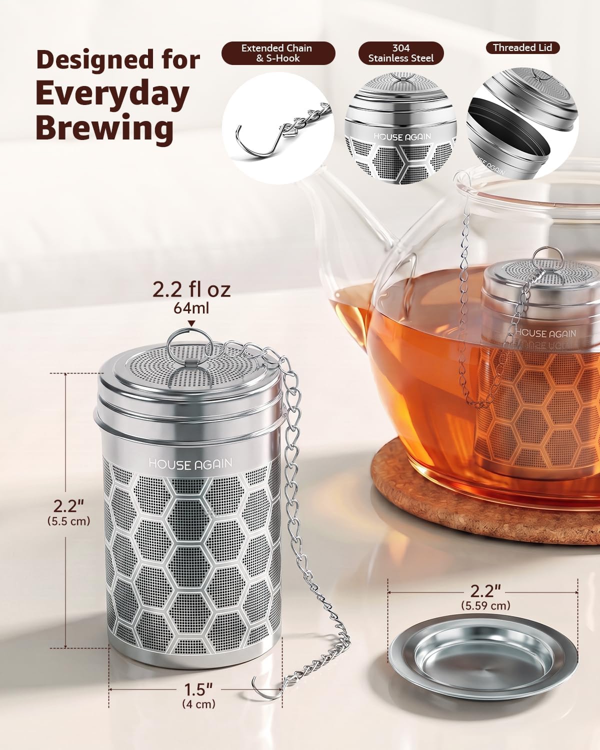 House Again 2 Pack Tea Strainers for Loose Tea