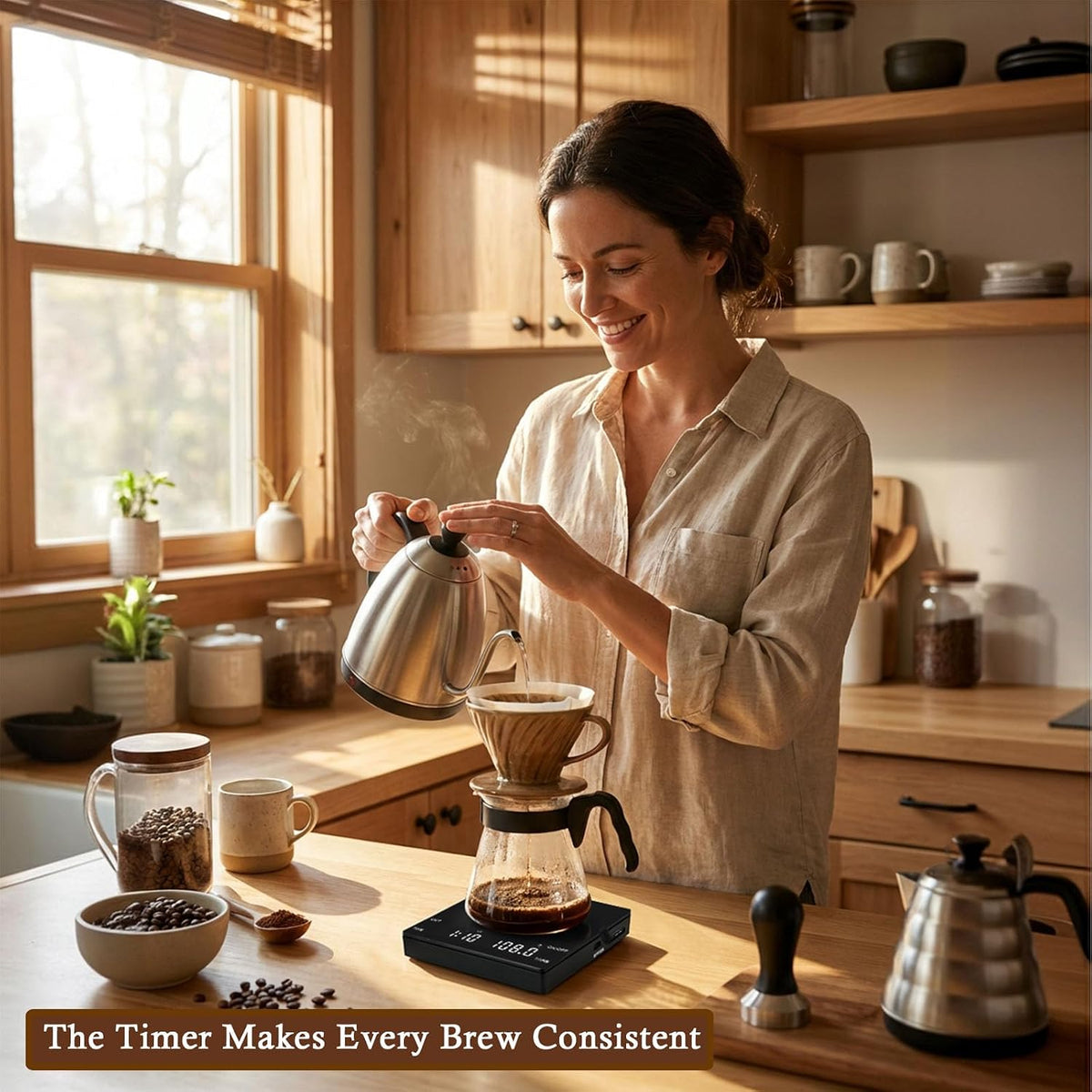 Coffee Scale with Timer, 0.1g Precision Mini Espresso Scale | Compact USB-C Rechargeable Digital Kitchen Gram Meter, 6 Units, Fits Drip Tray for Pour Over, Barista, Matcha, Bean Brewing